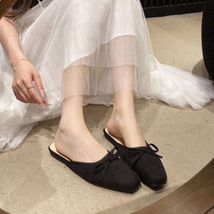 Damen modische Mules mit dekorativem Schleifenakzent