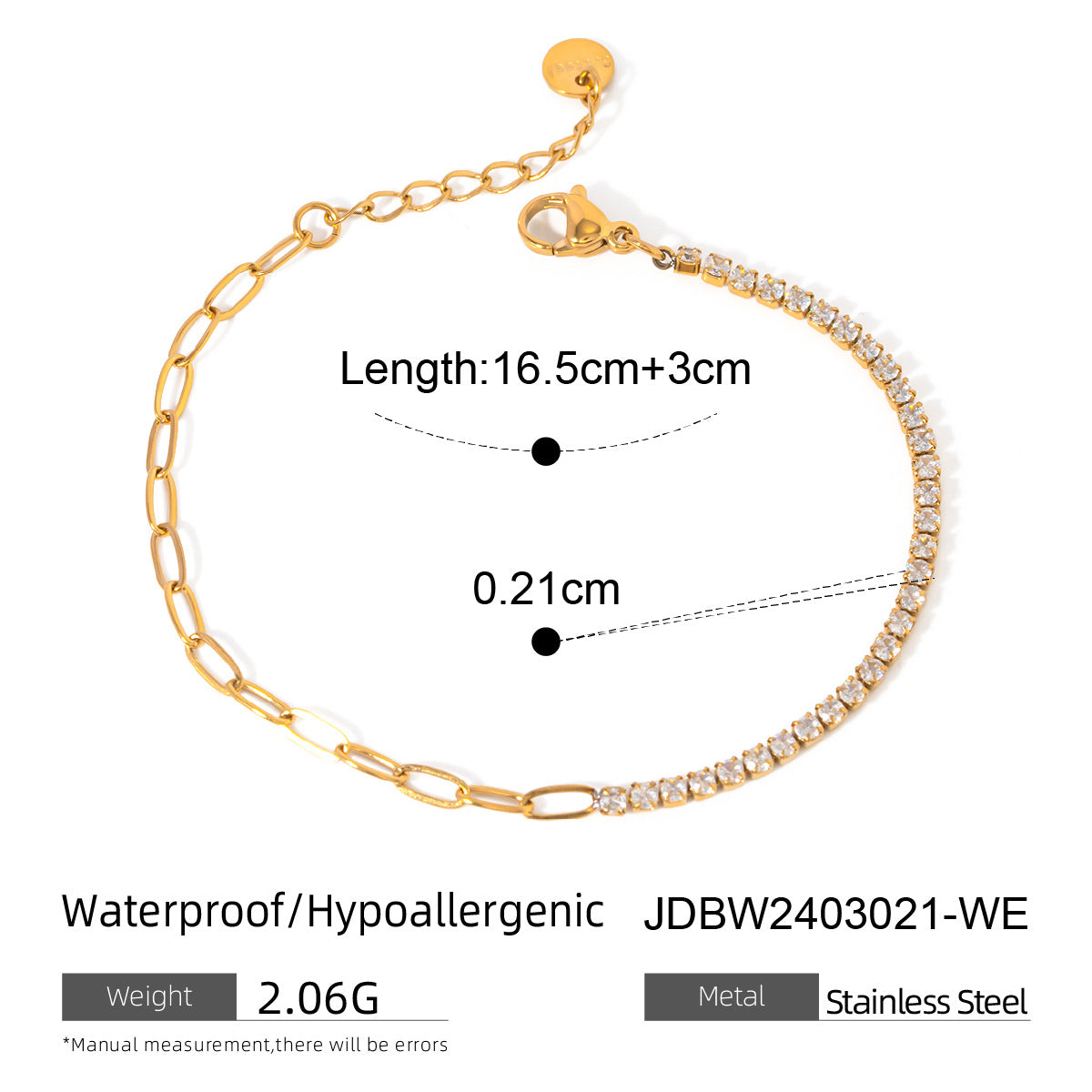 Damen Armband mit funkelndem Zirkonia und hypoallergenem Edelstahl Shop Nory