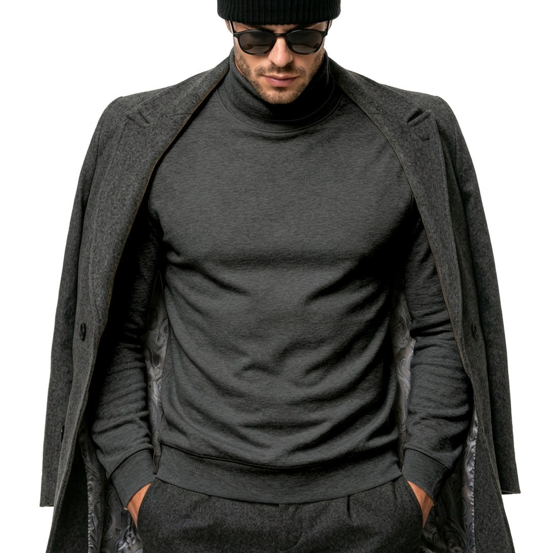 Herren Eleganter Baumwoll-Mix Rollkragenpullover Slim Fit Shop Nory