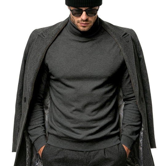 Herren Eleganter Baumwoll-Mix Rollkragenpullover Slim Fit Shop Nory