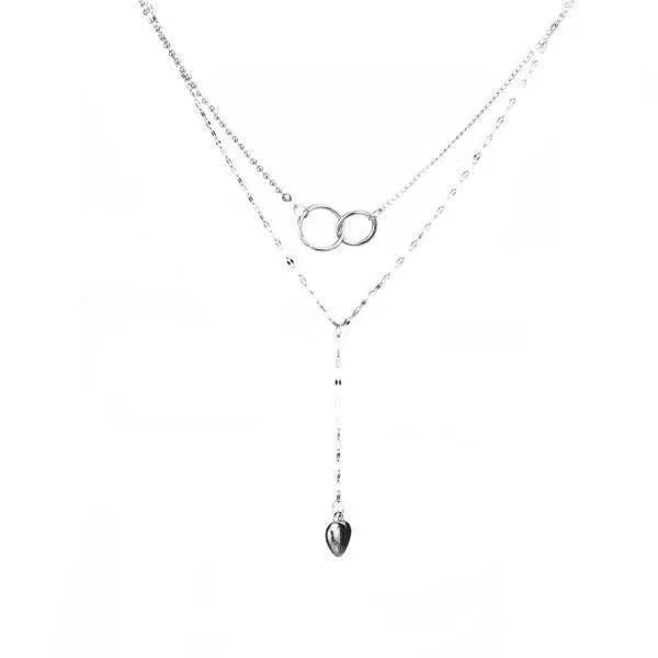 Damen Halskette mit eleganten Ringanhängern und herzförmigem Charm Shop Nory