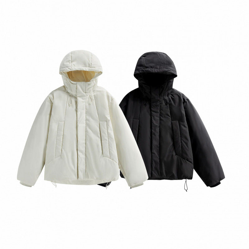 Unisex Kurze wattierte Kapuzen-Übergangsjacke im Boxy-Cut mit hohem Stehkragen Shop Nory