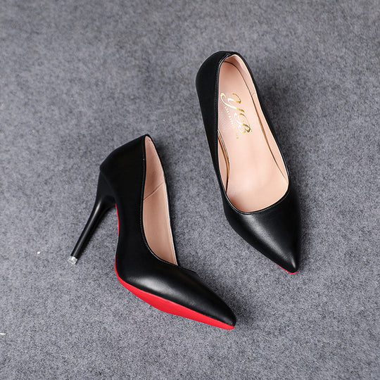 Damen spitze Stiletto-Pumps mit roter Sohle und Lederoptik Shop Nory