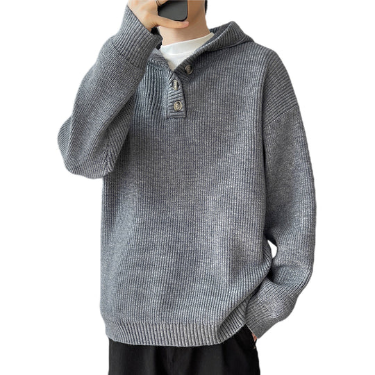 Herren Gemütlicher Hoodie mit Knopfdetails und Rippenstruktur Shop Nory
