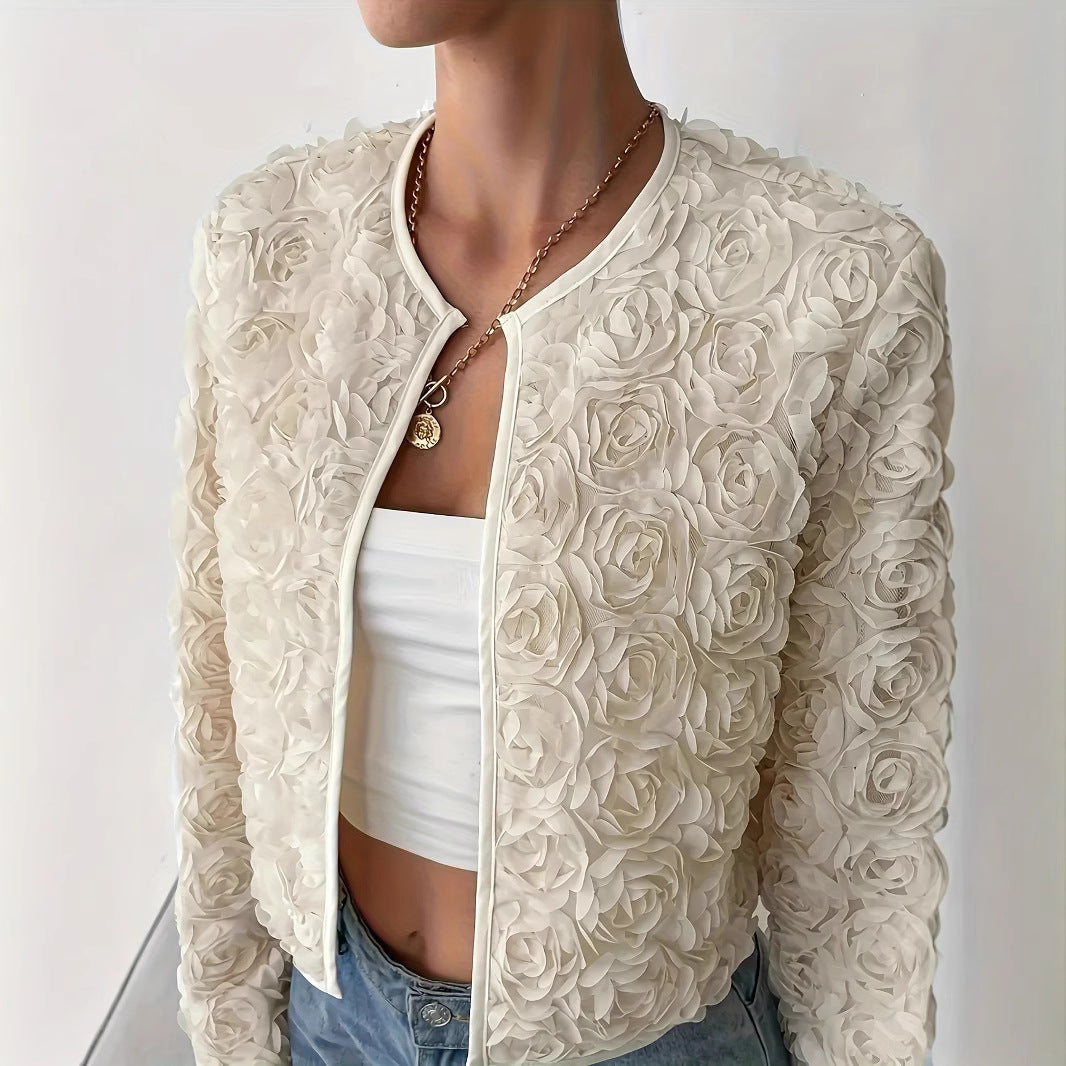 Damen Blütenapplikationen Jacke