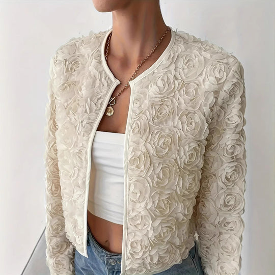 Damen Blütenapplikationen Jacke