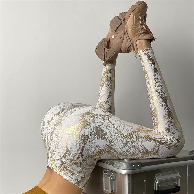 Damen Sportleggings im Schlangenprint mit hohem Bund