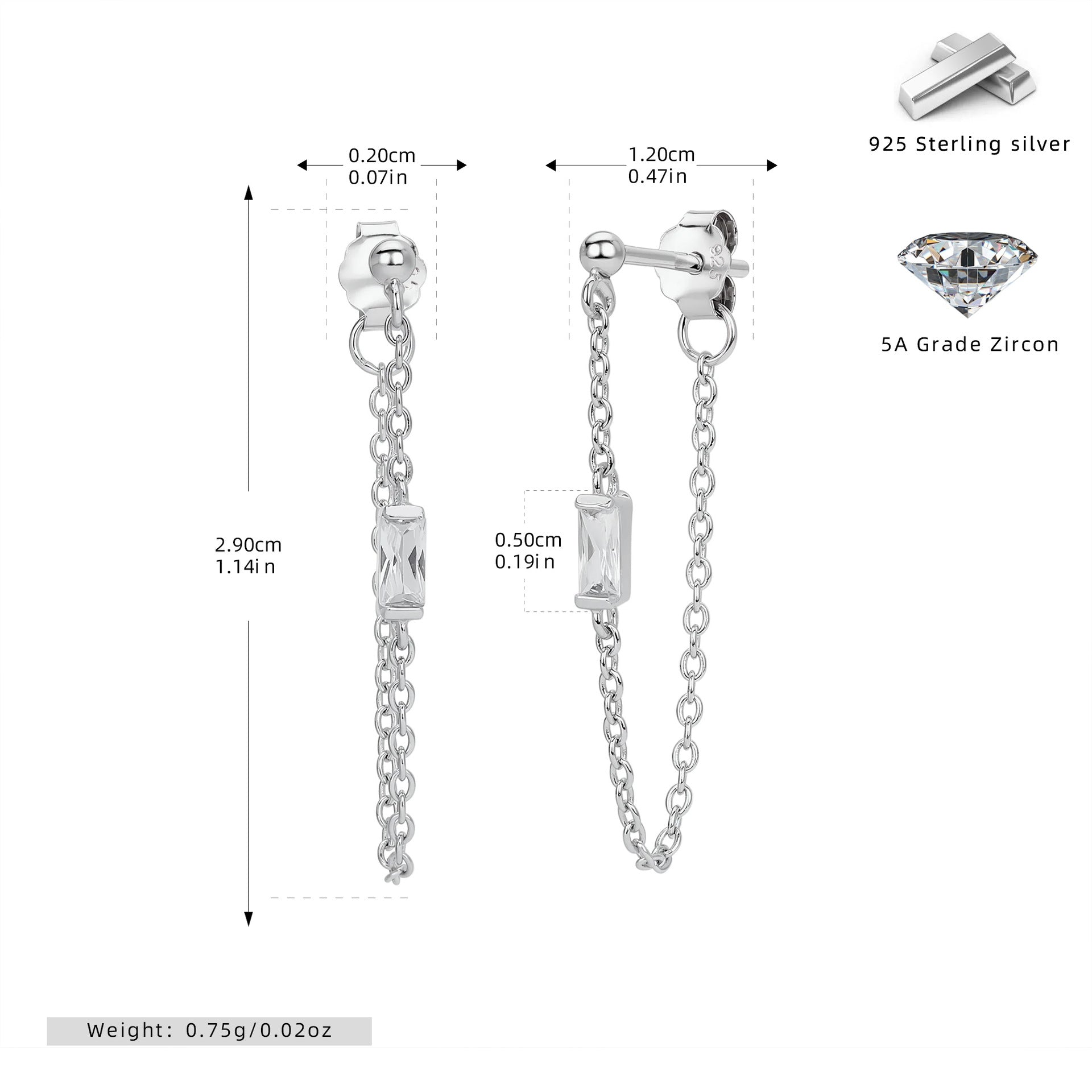 Damen Ohrringe mit luxuriösen Zirkonanhängern aus 925 Sterling Silber Shop Nory