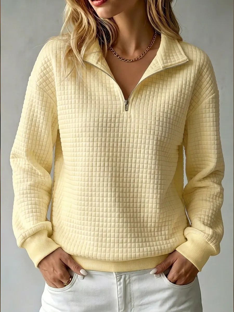 Damen Stepp-Fleece-Pullover mit halbem Reißverschluss und Stehkragen Shop Nory