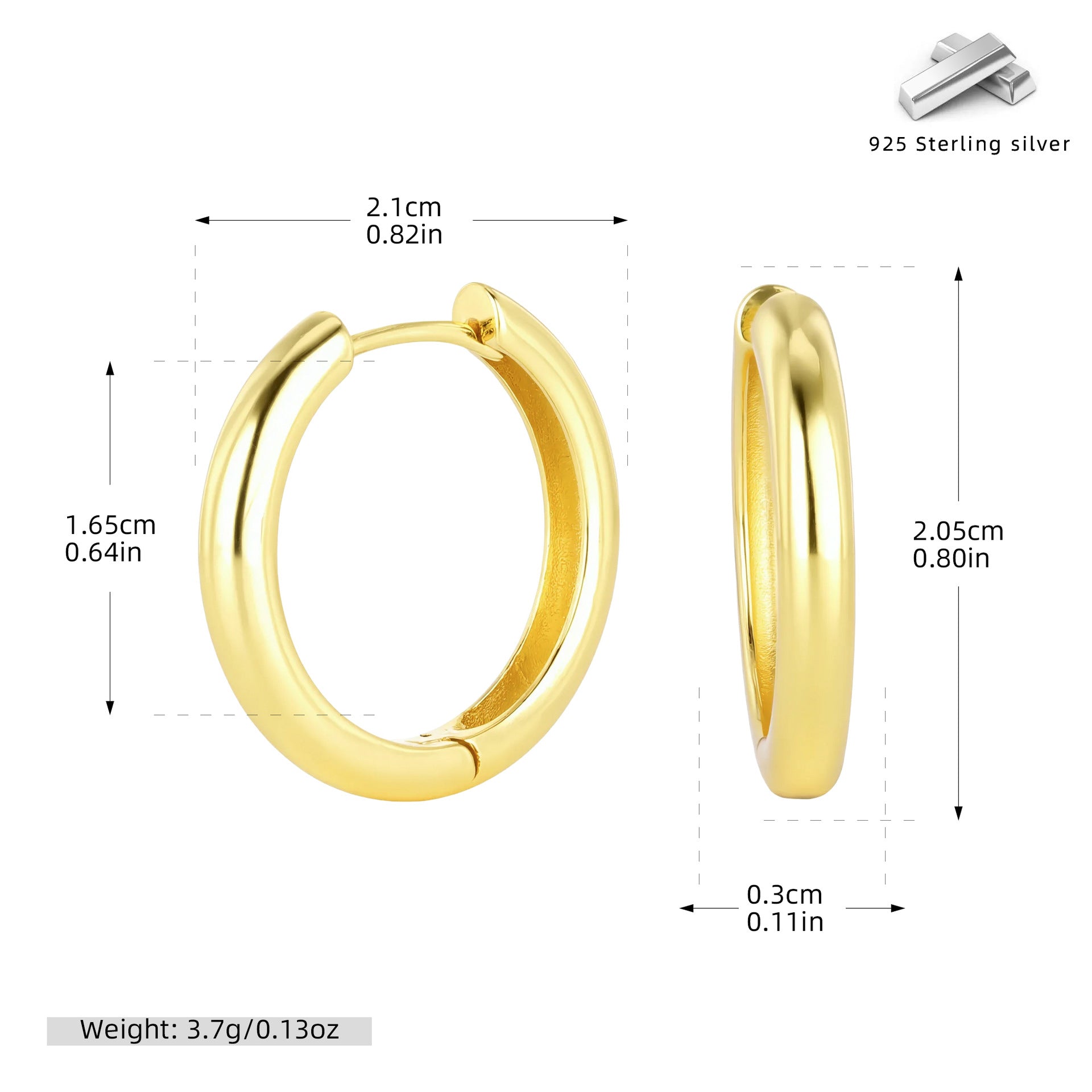 Damen Creolen in elegantem, modernem Design aus hochwertigem 925 Sterling Silber Shop Nory
