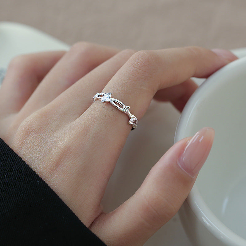 Damen feiner Ring mit filigranem Pflanzenmotiv Shop Nory