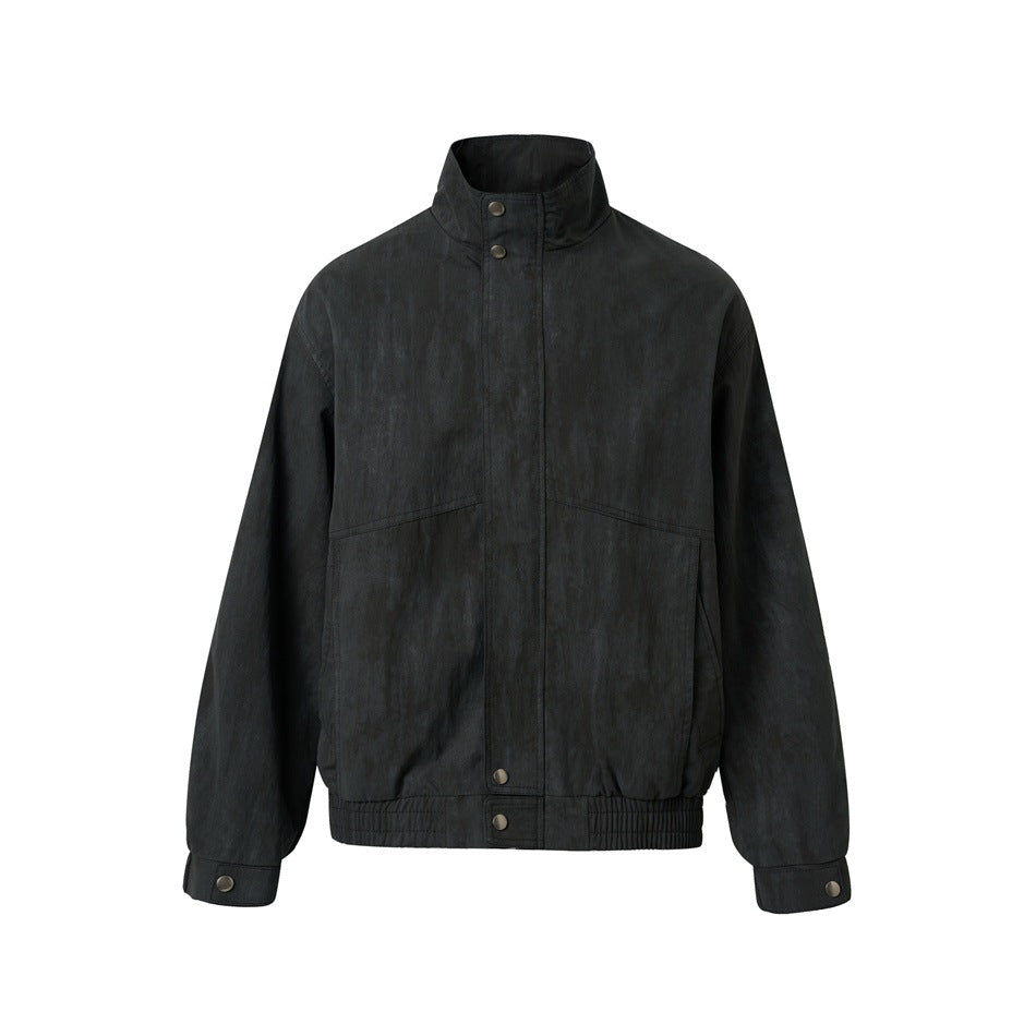 Unisex Kurzblouson im minimalistischen Workwear‑Look mit hohem Stehkragen und Druckknopfverschluss Shop Nory