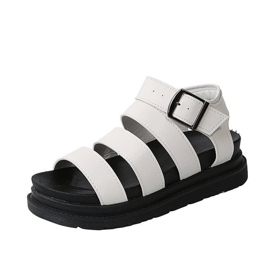 Damen Plateausandalen mit vier Riemen und verstellbarer Metallschnalle Shop Nory