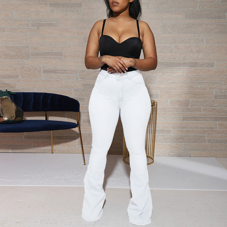 Damen High-Waist Stretch-Jeans mit leichtem Schlag und figurformender Passform Shop Nory