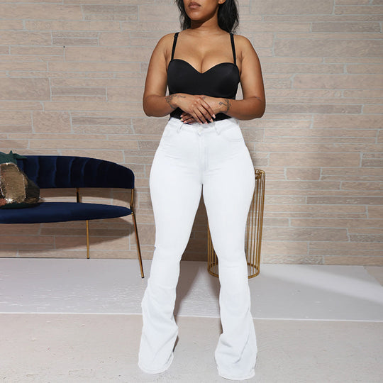 Damen High-Waist Stretch-Jeans mit leichtem Schlag und figurformender Passform Shop Nory