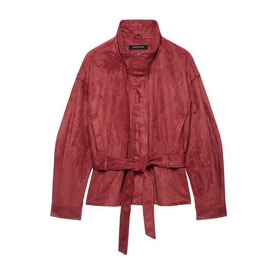Damen Kimonoinspirierte Veloursjacke mit Bindegürtel und hohem Stehkragen Shop Nory