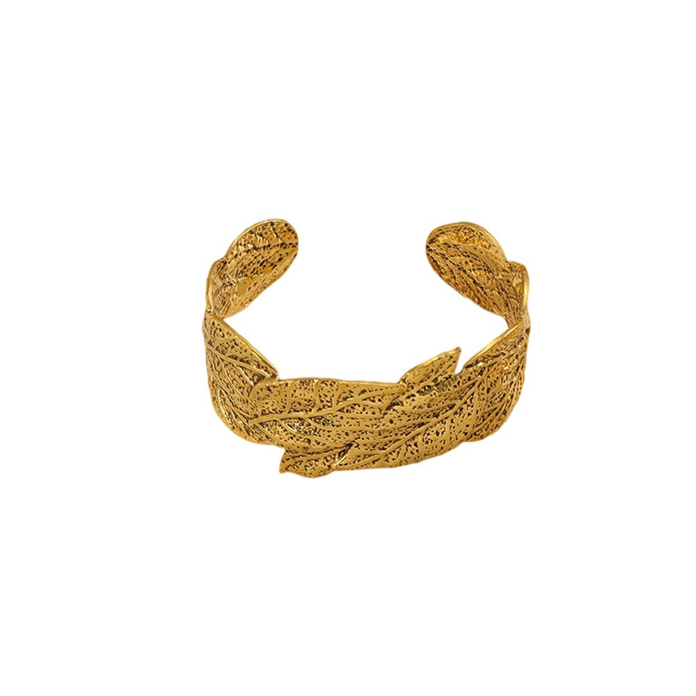 Damen Offener Armreif mit floralem Motiven und kunstvollem Design Shop Nory