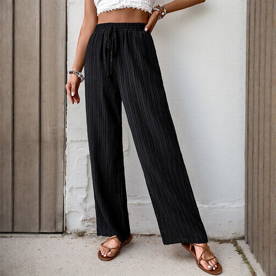 Damen Weite Sommerhose aus leichtem Crinkle‑Stoff mit elastischem Bund und Tunnelzug Shop Nory