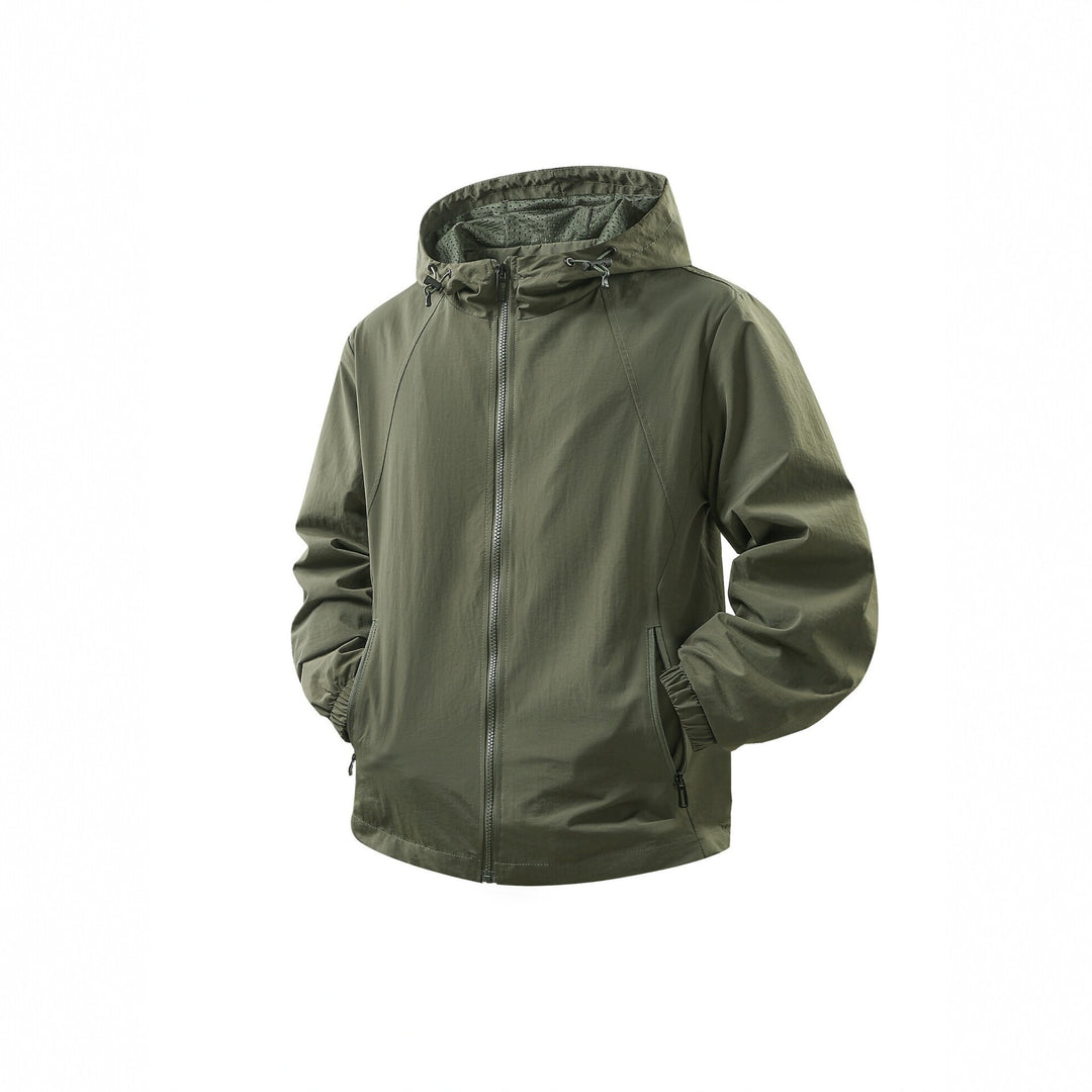 Herren Leichte atmungsaktive Kapuzen-Windjacke mit Mesh-Innenfutter und Reißverschlusstaschen Shop Nory