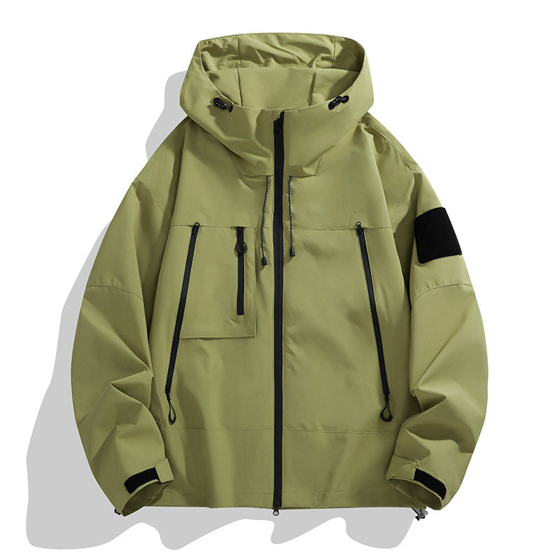Herren technische Outdoor-Jacke mit verstellbarem Kapuzendesign und multifunktionalen Taschen