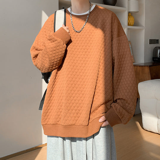 Herren Oversize-Quilt-Sweatshirt mit Rautenmuster und gerippten Bündchen Shop Nory