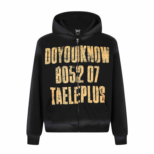 Unisex Kapuzenjacke mit durchgehendem Reißverschluss, großem Typo‑Print und Kängurutasche Shop Nory