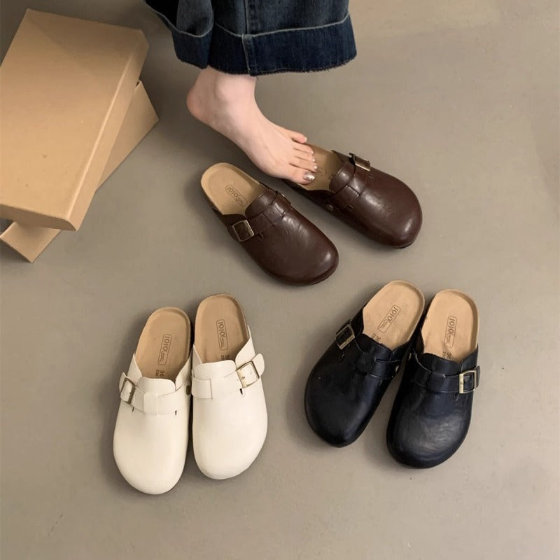 Damen Clogs mit bequemem Fußbett und modischen Schnallenverzierungen Shopnory