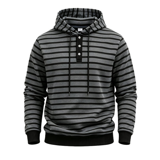 Herren Kapuzenpullover mit Knopfleiste und modischem Streifenmuster Shop Nory