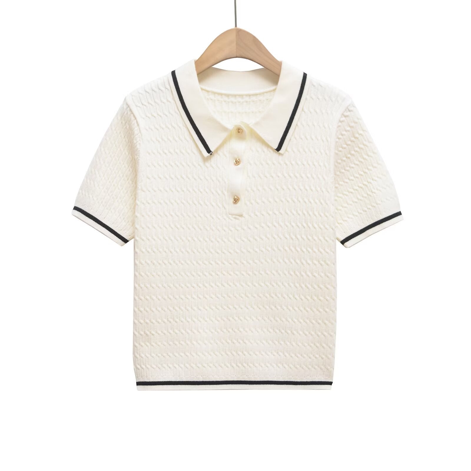 Damen Poloshirt mit strukturiertem Material und edlen Knopfdetails