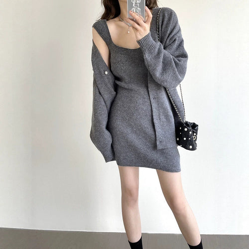 Damen Strickkleid mit offener Strickjacke Shop Nory