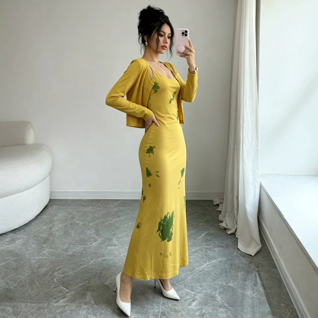Damen Midikleid-Set mit Kurzcardigan und figurumschmeichelnder Silhouette Shop Nory