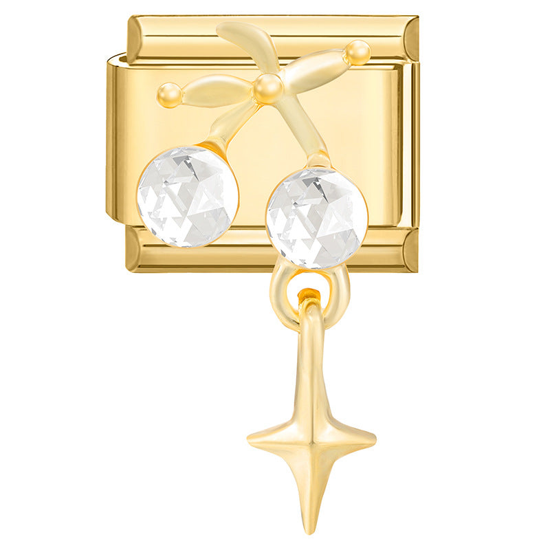 Feiner Italienischer Charm mit Zuchtperlen und Dekorativem Banddetail