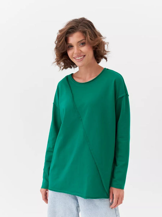 Damen Oversized Longsleeve mit schräger Naht und überschnittenen Schultern Shop Nory