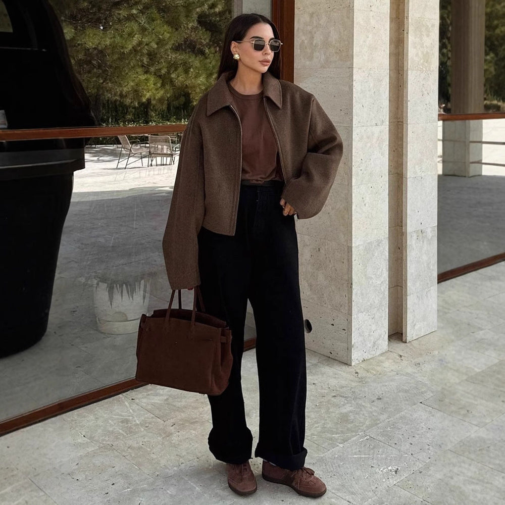 Damen Kapuzenjacke im Vintage-Stil mit oversized Schnitt und Reißverschluss
