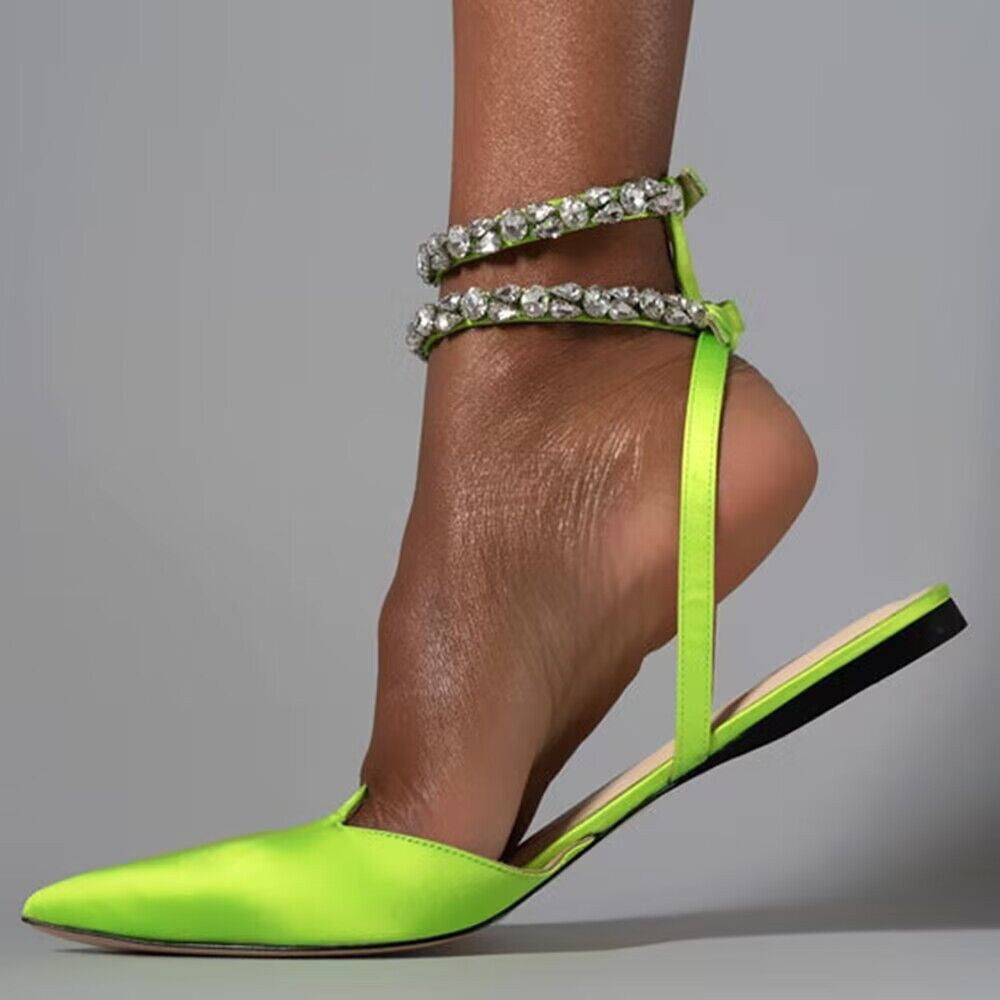 Damen elegante Slingback-Ballerinas mit funkelnden Strass-Details