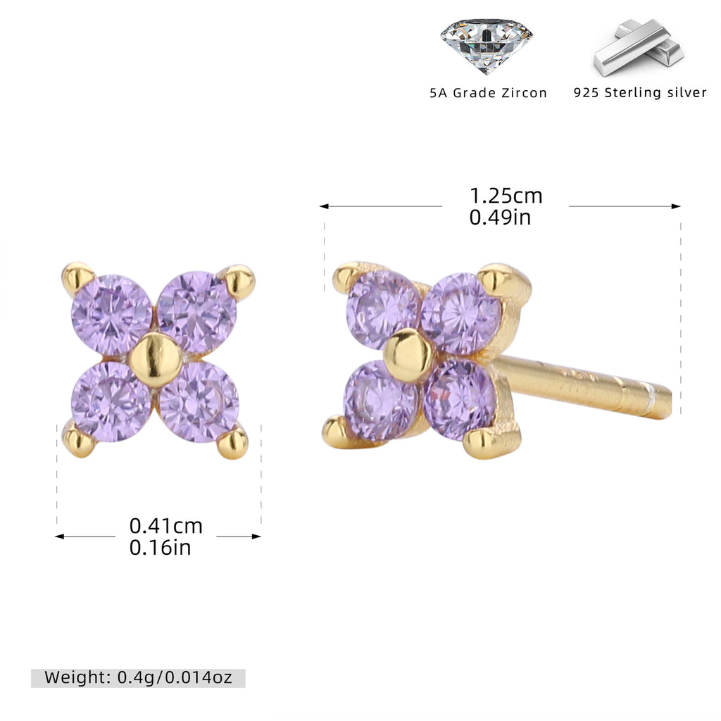 Damen Ohrstecker mit funkelnden 5A Zirkonen in klassischem Blumen-Design Shop Nory