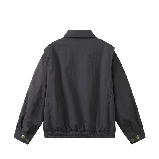 Unisex Leichte Oversize Übergangsjacke im Bomberstil mit Hemdkragen und elastischem Saum Shop Nory