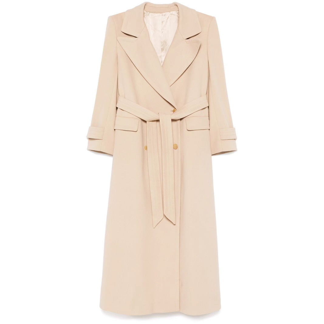 Damen Maxi-Mantel mit doppelreihiger Knopfleiste, weitem Revers und Pattentaschen Shop Nory