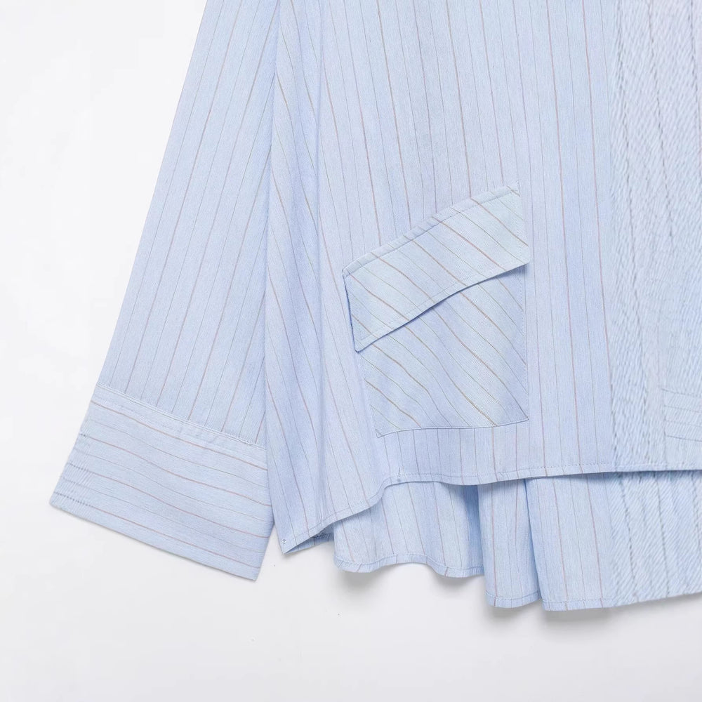 Damen Oversize-Hemdbluse mit Stehkragen, asymmetrischer Knopfleiste und hohem Saum Shop Nory