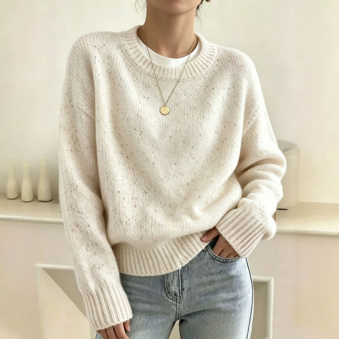 Damen Oversize Pullover in Mohair-Optik mit Rundhalsausschnitt und Konfetti‑Struktur Shop Nory