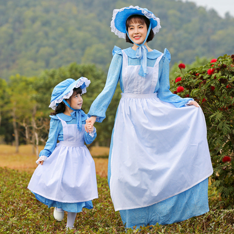 Damen Vintage Bauernkleid mit romantischen Rüschen und passendem Hut Shop Nory