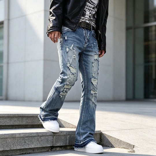 Herren Ripped Slim-Fit Jeans mit modischen Details Shop Nory