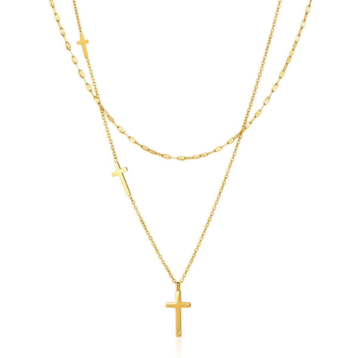 Damen Halskette mit doppeltem Kreuzdesign aus hypoallergenem Edelstahl Shop Nory