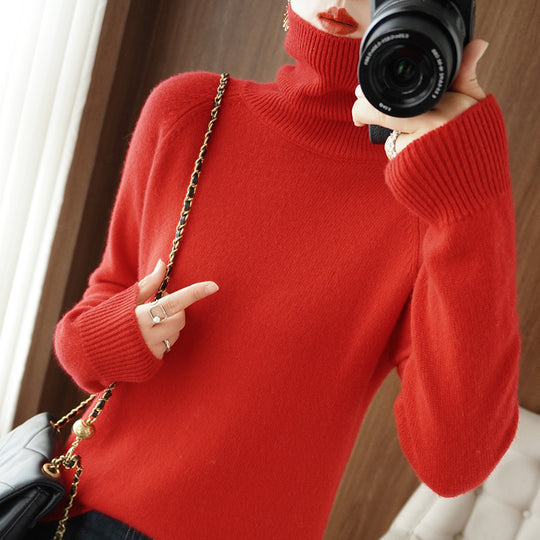 Damen Rollkragenpullover aus weichem Wollmix mit verlängerten Bündchen Shop Nory