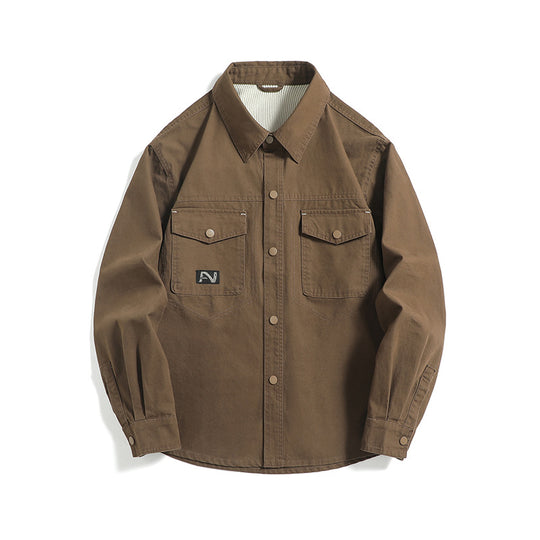 Herren Overshirt-Jacke im Workwear-Stil mit aufgesetzten Brusttaschen und Druckknopfverschluss Shop Nory