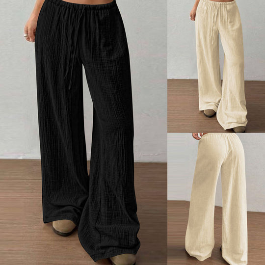 Damen Lässige Palazzo-Loungehose mit elastischem Bund und Crinkle-Struktur Shop Nory