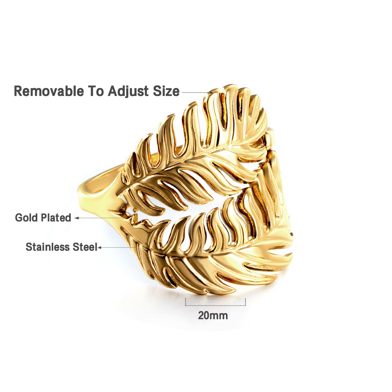 Damen Ring mit pflanzeninspiriertem Design und einstellbarer Größe Shop Nory