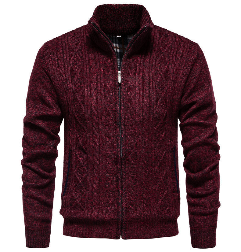 Herren Strickjacke mit hohem Kragen und Reißverschluss
