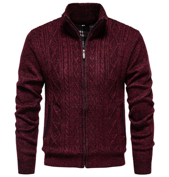 Herren Strickjacke mit hohem Kragen und Reißverschluss