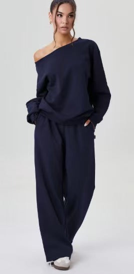 Damen nan legeres Lounge-Set mit einseitigem Schulterdetail und weiter Jogginghose Shop Nory